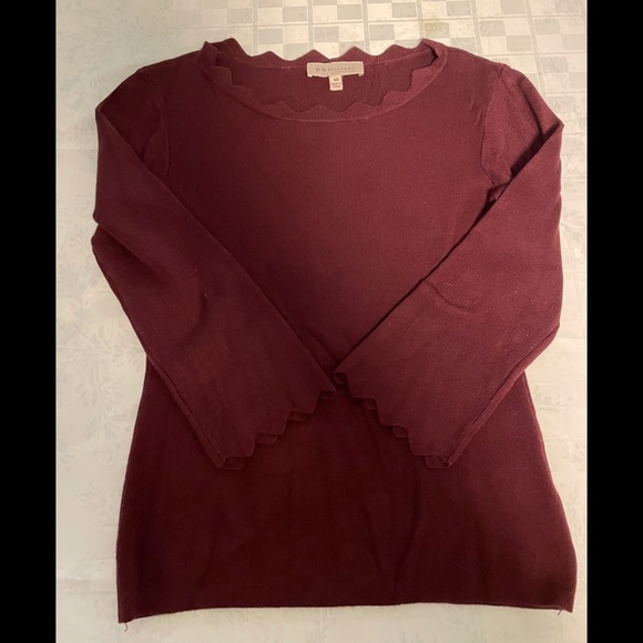 🌼 3/$18. Philosophy scalloped sweater wine  size XS - Picture 9 of 9